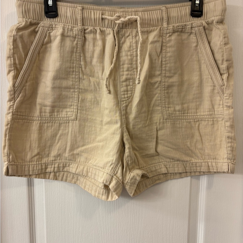 Old Navy Women's Beige Drawstring Linen-Blend Shorts